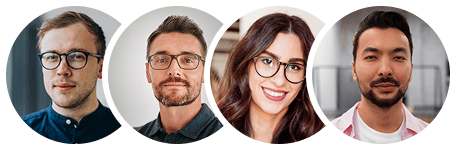 Team portraits in circular frames