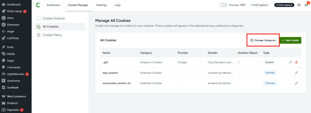 Manage Cookie Categories image
