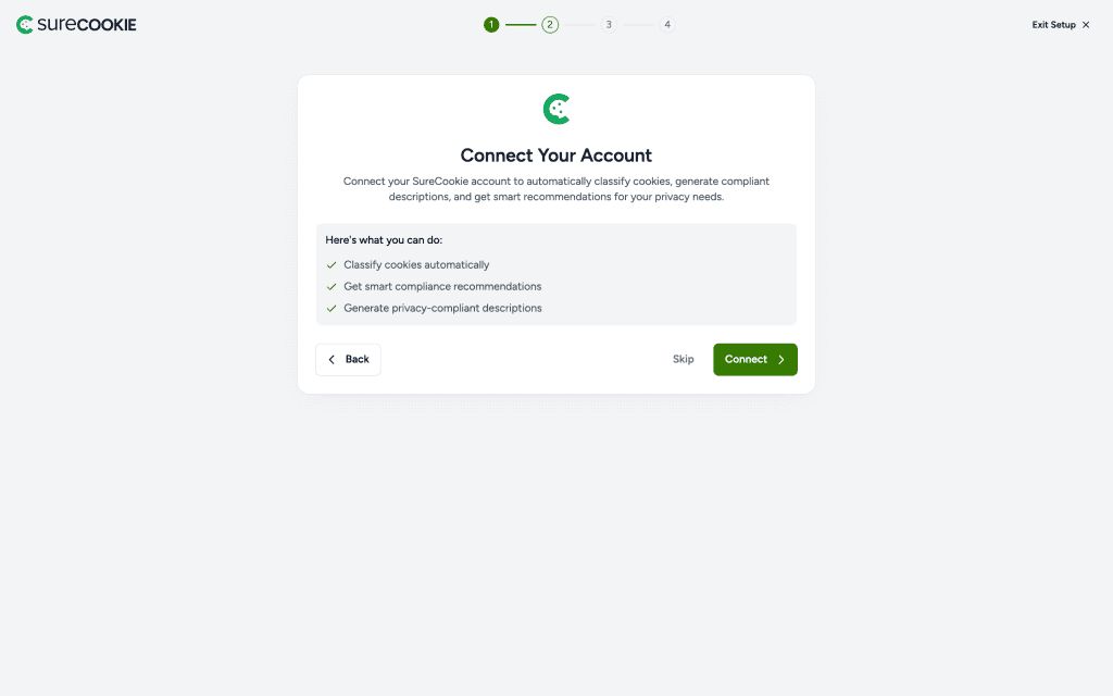 Connect your account to SureCookie.