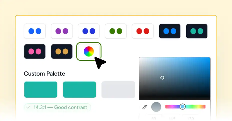 Custom color palette selection tool