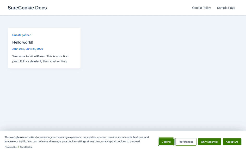 Hello world WordPress post